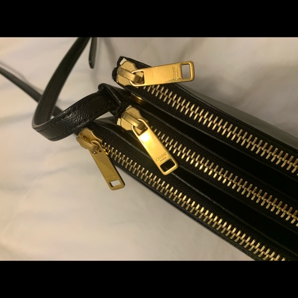 COPY - Authentic Designer Celine Trio Lambskin Leather Crossbody Bag in Black - Picture 11 of 16